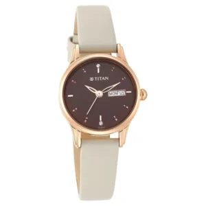 Titan Women's Lagan Chic: Studded Brown Dial watch with & Elegant Hands - 25 mm Case Size - Small Dial