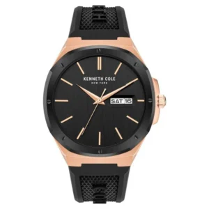 Kenneth Cole Quartz Analog Black Dial Black Silicone Strap Watch For Men